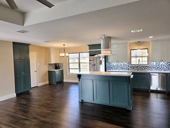 Teal island kitchen remodel Waco TX