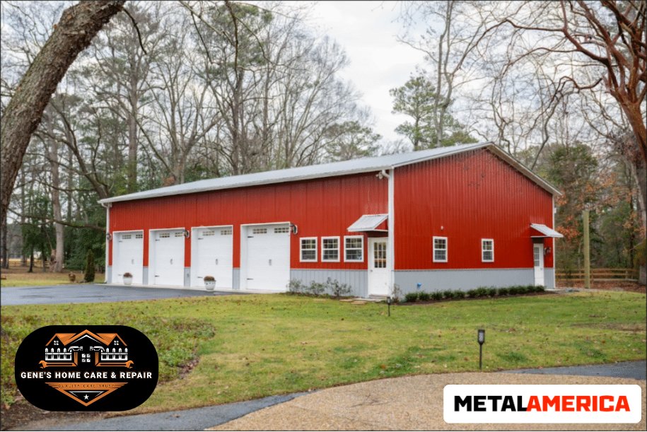 30x60x16 metal shop built in Central Texas by Gene's Home Care and Repair and Metal America