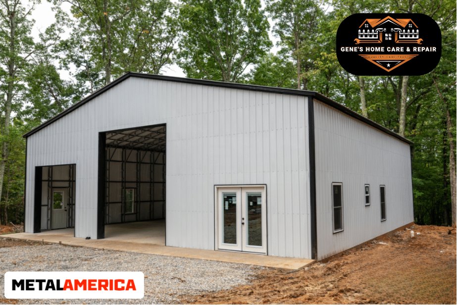 40x40x16 metal shop exterior Waco TX Gene's Home Care and Repair Metal America